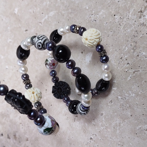 Multi Beaded Sterling Silver Coil Bracelet - Picture 5 of 11